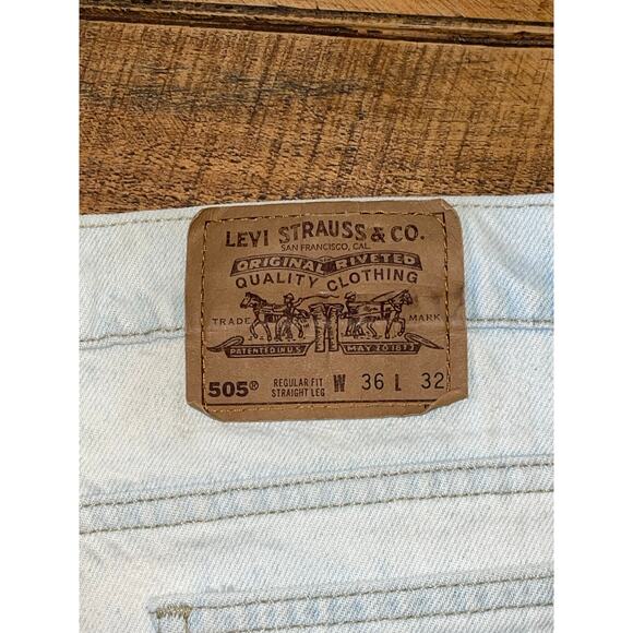 Mens VTG Levi's 505 Orange‎ Tab Bleach Wash Regular Fit Straight Leg Jeans W36 - Picture 6 of 11